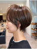 30代40代50代ショート似合わせ白髪ぼかし前髪あり髪型