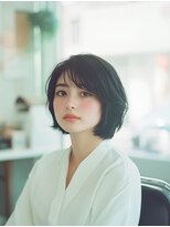 サロン ド ブレス(Salon DE Breath) 前髪長めの丸みショートボブ+軽めの質感