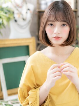 カバーヘア ブリス 川口(COVER HAIR bliss) シースルーバング艶カラー前下がりミニボブb川口20代30代40代