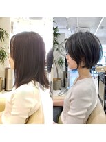 アンド ストーリーズ(&STORIES)&nbsp;前髪なし小顔ひし形丸み耳掛けショート20代30代40代50代（蘭）