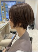 ショート白髪ぼかし 大人 ボブ  美髪 白髪染め 仙川 くせ毛 50代