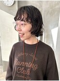 ダブルラインボブ くせ毛風スパイラルパーマ ニュアンスゆるめ