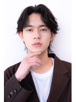 エフエム 渋谷(FM)&nbsp;メンズ波巻きセンターパート韓国風黒髪ツーブロックマッシュ