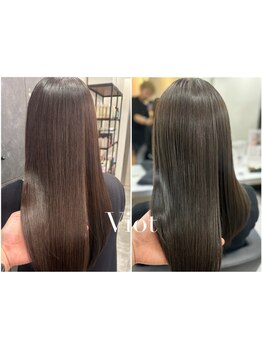 髪の広がりやうねり、生えグセに悩む方にオススメ！ダメージレスの縮毛矯正で自然なストレートを実現。