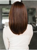 ◯ぱっつん前髪流し前髪鎖骨ミディアムボブ耳かけボブパーマ小顔