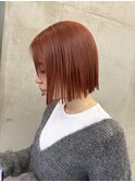オレンジカラー　ミニボブ　切りっぱなしbob