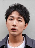 渋谷シャドウルーズパーマメンズマッシュメンズセンターパート