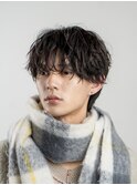 韓国ヘアニュアンスコンマバングセンターパートフェザーパーマ
