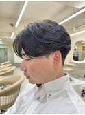メンズセンターパートウルフセンターパートニュアンスパーマ襟足