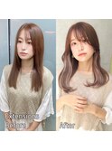 秋髪/韓国ヘア/顔周りレイヤー/イヤリングカラー/シールエクステ