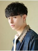 癖毛風ゆるめパーマ◎オシャレなクールマッシュ ツーブロ
