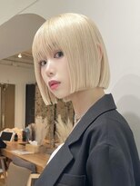 ミルクティーピンクカラーベージュウルフレイヤーナチュラルボブ