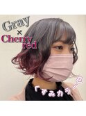 GRAY×cherry red