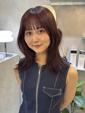 ジーナ 天神(Zina) 韓国ヘア/顔まわり/レイヤーカット/ボルドーブラウン