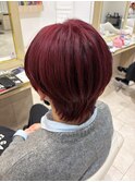 韓国風スタイルダブルカラーダークピンクメンズハイトーンウルフ