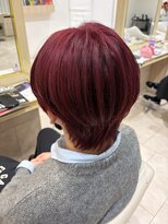 アッシュ 仙川店(Ash) 韓国風スタイルダブルカラーダークピンクメンズハイトーンウルフ