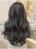 80. xハイライトバレイヤージュグラデーションカラー白髪ぼ