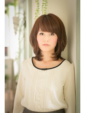 エルデ ナインズ ヘアー スタンド 川口店(elde 9's HAIR STAND) 58モーブカラーのワイドバングで大人かわいいくびれミディ 川口