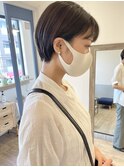 20代30代40代丸みショート前下がり大人可愛いオリーブベージュ
