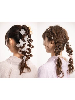 袴・着物に合う和髪や可愛いスタイルもお任せ！+\1000~飾りの追加も◎【着物レンタル+着付け+ヘアセット】