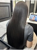 ロングヘアーアッシュカラー縮毛矯正髪質改善 赤坂見附