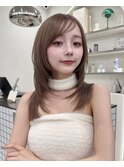 ミディアムレイヤーカット/髪質改善/韓国/前髪/新宿/ブリーチ