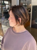 g r a i n canvas. 川崎/ショート/ボブ/髪質改善【グレイン】【5月1日~(予定)】 バレイヤージュ ショートボブ ベージュ 窪田