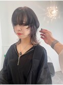 ミディアムウルフ/インナーカラー/ホワイトベージュ