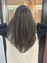 アップ(A+hair)&nbsp;ハイライトカラーミルクティーベージュケアブリーチ白髪ぼかし