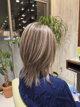 ヘアメイク アリエス 岩切店(HAIR MAKE aries) ベージュ系バレイヤージュ 岩切 仙台 20代30代 ハイライト