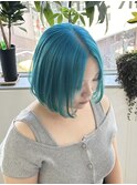 ターコイズブルーダブルカラーケアブリーチハイトーン
