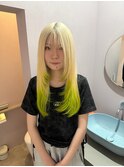 ブロンド×ネオングリーン