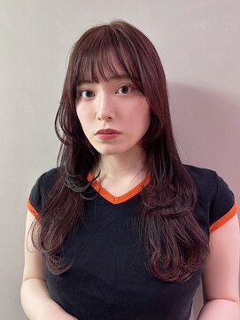 アルバム 銀座(ALBUM GINZA) ロング前髪カット暗めカラー韓国ヘア顔周りレイヤー_F31000