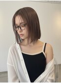 グレージュ×切りっぱなしボブ×20代30代外ハネボブ