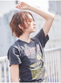 オレンジベージュ×ラフウェーブ