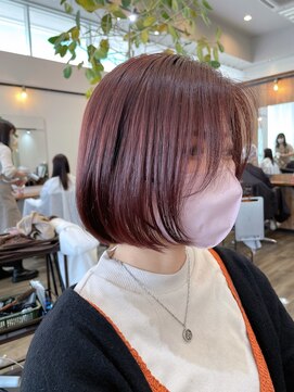フラッグヘア 新宮店(Flag HAIR) 大人ピンク　ピンクベージュ　ボブヘアー