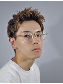 メンズショートビジネスツーブロックセンターパートフェード