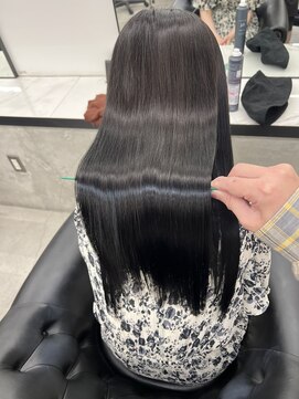 ジーニーホリエ(Geniee horie) 髪質改善XアッシュブラックX縮毛矯正Xレイヤーロング