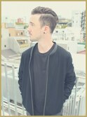アッシュブラックウルフマッシュパーマハイライト波巻きショート