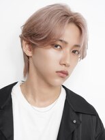 サンクマーケット 渋谷(cinq MARKET) 韓国メンズピンクベージュミルクティーカラーセンターパートヘア