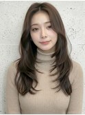 ダークアッシュバタフライカットレイヤーロングA10志木20代30代