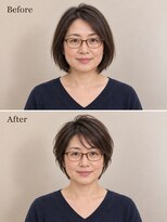 aptas 青山/表参道 白髪染め/白髪ぼかしハイライト/ボリュームアップエクステ&nbsp;40代の大人ふんわりショート｜表参道・青山