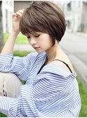 耳かけ/ショートボブ/フォギーベージュ/ウェーブパーマ【江角】