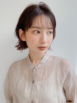 小顔前髪Aラインボブイヤリングカラーかきあげマロンベージュ♪