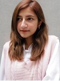透明感ブラウンカラー×大人っぽエアリーカール