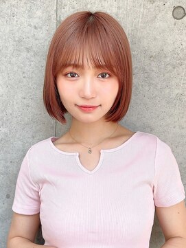 サロウィンフレンテ 新宿三丁目(SALOWIN Frente) 石塚／韓国風ピンクブラウンぱっつんミニボブ10代20代30代新宿