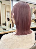 韓国ピンクカラー×美髪ボブミディアムストレート横浜/東神奈川