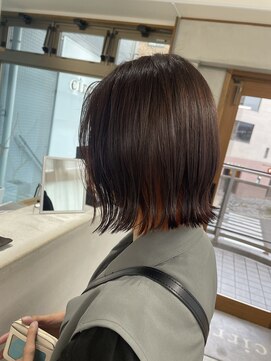 シーラス(cirrus) 【cirrus】切りっぱなしボブ×インナーオレンジ20代/30代/40代