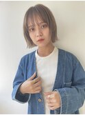 切りっぱなしボブミニボブ透明感ベージュ