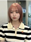 ピンクベージュハイトーンカラーボブ